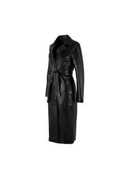 Klasyczny damski płaszcz skórzany z paskiem czarny ze sklepu WITTCHEN w kategorii Płaszcze damskie - zdjęcie 173695777