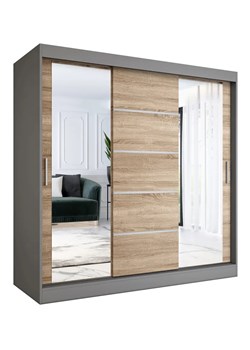 Szafa przesuwna 200 cm antracyt + dąb sonoma - Ebia 6X ze sklepu Edinos.pl w kategorii Szafy - zdjęcie 173696119