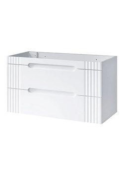 Biała szafka na 2 umywalki z szufladami 120 cm - Karisma 4X ze sklepu Edinos.pl w kategorii Szafki i regały łazienkowe - zdjęcie 173696176