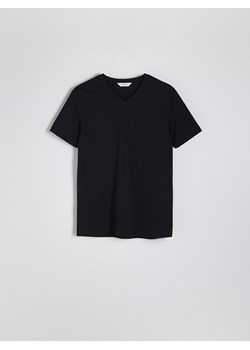 Reserved - T-shirt slim z dekoltem V - czarny ze sklepu Reserved w kategorii T-shirty męskie - zdjęcie 173698327