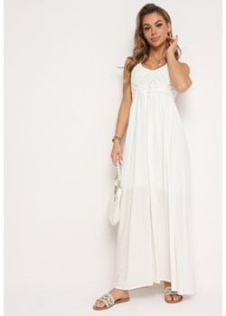 Biała Bawełniana Rozkloszowana Sukienka Wiązana na Szyi Nonnea ze sklepu Born2be Odzież w kategorii Sukienki - zdjęcie 173699417