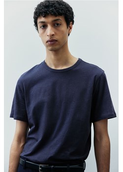 H & M - T-shirt z domieszką lnu Regular Fit - Niebieski ze sklepu H&M w kategorii T-shirty męskie - zdjęcie 173700076