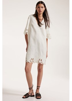 H & M - Lniana sukienka z haftem angielskim - Biały ze sklepu H&M w kategorii Sukienki - zdjęcie 173700077