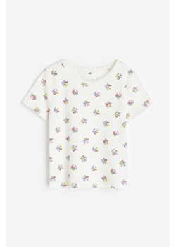 H & M - Prążkowany top z pikotkami - Biały ze sklepu H&M w kategorii Bluzki dziewczęce - zdjęcie 173700088