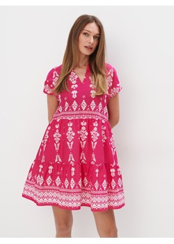 Mohito - Trapezowa różowa sukienka mini - fuksjowy ze sklepu Mohito w kategorii Sukienki - zdjęcie 173700546