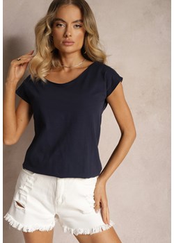 Granatowy T-shirt Delatia ze sklepu Renee odzież w kategorii Bluzki damskie - zdjęcie 173701478