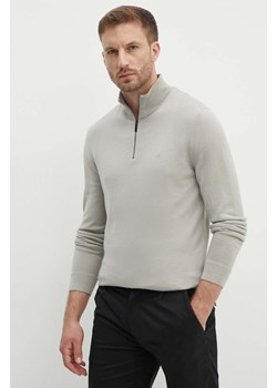 Calvin Klein sweter wełniany męski kolor szary lekki z golferm ze sklepu ANSWEAR.com w kategorii Swetry męskie - zdjęcie 173704125