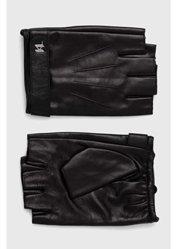 Karl Lagerfeld mitenki skórzane męskie kolor czarny 245M3601 ze sklepu ANSWEAR.com w kategorii Rękawiczki męskie - zdjęcie 173704317