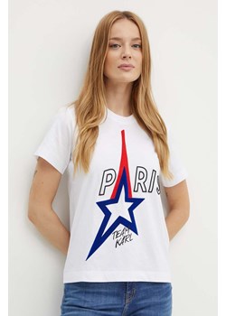 Karl Lagerfeld t-shirt bawełniany damski kolor biały 245W1730 ze sklepu ANSWEAR.com w kategorii Bluzki damskie - zdjęcie 173704406
