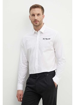 Karl Lagerfeld koszula męska kolor biały regular z kołnierzykiem klasycznym ze sklepu ANSWEAR.com w kategorii Koszule męskie - zdjęcie 173704577