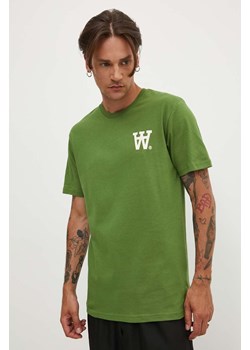 Wood Wood t-shirt bawełniany Ace AA Logo męski kolor zielony z nadrukiem 10285709.2222 ze sklepu ANSWEAR.com w kategorii T-shirty męskie - zdjęcie 173704657