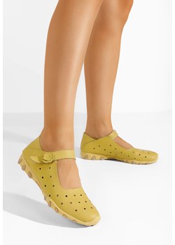 Żółte baleriny damskie skórzane Flary V2 ze sklepu Zapatos w kategorii Balerinki - zdjęcie 173705139