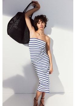 H & M - Sukienka bandeau w prążki - Niebieski ze sklepu H&M w kategorii Sukienki - zdjęcie 173705719