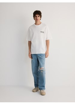 Reserved - T-shirt boxy z nadrukiem - złamana biel ze sklepu Reserved w kategorii T-shirty męskie - zdjęcie 173708528