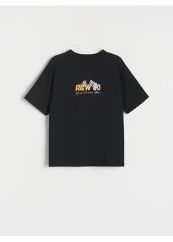 Reserved - T-shirt oversize z nadrukiem - czarny ze sklepu Reserved w kategorii T-shirty chłopięce - zdjęcie 173708649