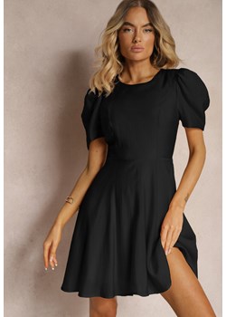 Czarna Sukienka z Bufiastymi Rękawami o Rozkloszowanym Kroju Felifea ze sklepu Renee odzież w kategorii Sukienki - zdjęcie 173709036