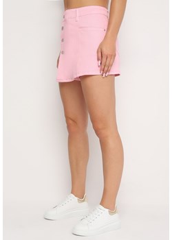 Różowe Spódnico-Szorty Jeansowe z Bawełny Zapinane na Guziki Nellmira ze sklepu Born2be Odzież w kategorii Szorty - zdjęcie 173709287
