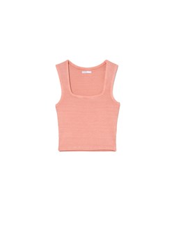 Cropp - Koszulka z kwadratowym dekoltem - różowy ze sklepu Cropp w kategorii Bluzki damskie - zdjęcie 173709549