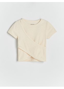 Reserved - Bluzka z wycięciem - kremowy ze sklepu Reserved w kategorii Bluzki dziewczęce - zdjęcie 173709906