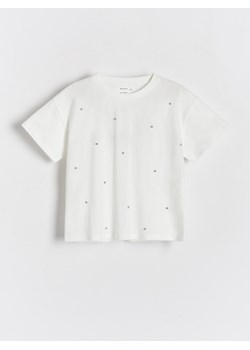 Reserved - T-shirt z aplikacją - biały ze sklepu Reserved w kategorii Bluzki dziewczęce - zdjęcie 173710137