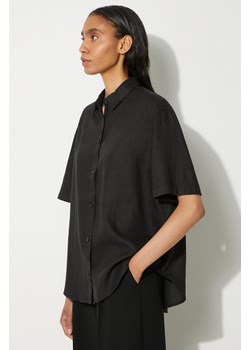 Samsoe Samsoe koszula lniana Salarika kolor czarny relaxed z kołnierzykiem klasycznym F24200081 ze sklepu PRM w kategorii Koszule damskie - zdjęcie 173710376