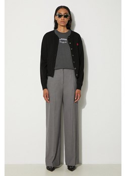 Kenzo spodnie wełniane Cool Wool Wide Pants kolor szary szerokie high waist FE62PA0949RB.97 ze sklepu PRM w kategorii Spodnie damskie - zdjęcie 173710405