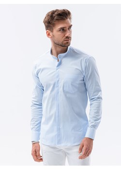 Koszula męska elegancka z długim rękawem BASIC - błękitna K307 ze sklepu ombre w kategorii Koszule męskie - zdjęcie 173710635