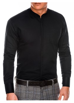 Koszula męska elegancka z długim rękawem BASIC - czarna K307 ze sklepu ombre w kategorii Koszule męskie - zdjęcie 173710656