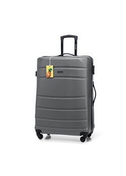Duża walizka z ABS - u żłobiona z identyfikatorem szara ze sklepu WITTCHEN w kategorii Walizki - zdjęcie 173711205