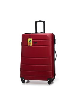 Duża walizka z ABS - u żłobiona z identyfikatorem czerwona ze sklepu WITTCHEN w kategorii Walizki - zdjęcie 173711206