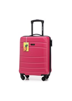 Walizka kabinowa z ABS-u żłobiona z identyfikatorem różowa ze sklepu WITTCHEN w kategorii Walizki - zdjęcie 173711246