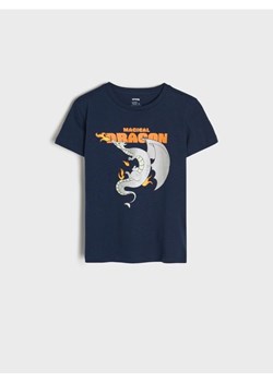 Sinsay - Koszulka z nadrukiem - granatowy ze sklepu Sinsay w kategorii T-shirty chłopięce - zdjęcie 173713758