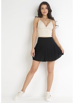 Czarna Rozkloszowana Spódnica Mini z Plisami Kimby ze sklepu Born2be Odzież w kategorii Spódnice - zdjęcie 173714599