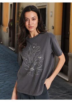 Sinsay - Koszulka z nadrukiem - szary ze sklepu Sinsay w kategorii Bluzki damskie - zdjęcie 173715336