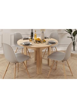 Okrągły stół dąb sonoma z czterema krzesłami - Ilex ze sklepu Edinos.pl w kategorii Zestawy mebli kuchennych - zdjęcie 173715379