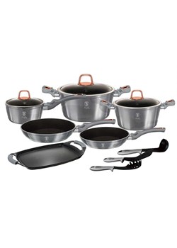 Aluminiowy zestaw garnków z granitową powłoką S1-N84 ze sklepu Edinos.pl w kategorii Garnki - zdjęcie 173715537