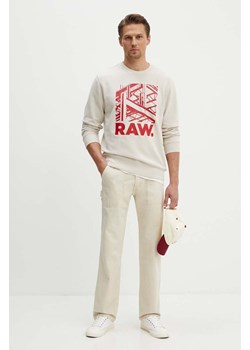 G-Star Raw bluza bawełniana męska kolor beżowy z nadrukiem D24678-D562 ze sklepu ANSWEAR.com w kategorii Bluzy męskie - zdjęcie 173717407
