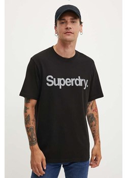 Superdry t-shirt bawełniany męski kolor czarny z nadrukiem M1012032A-02A ze sklepu ANSWEAR.com w kategorii T-shirty męskie - zdjęcie 173717755