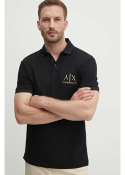 Armani Exchange polo bawełniane kolor czarny z nadrukiem 3DZFSB ZJM5Z ze sklepu ANSWEAR.com w kategorii T-shirty męskie - zdjęcie 173717926