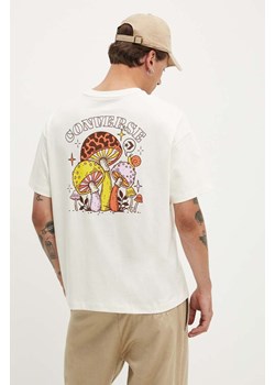 Converse t-shirt bawełniany kolor beżowy z nadrukiem 10026363-A04 ze sklepu ANSWEAR.com w kategorii T-shirty męskie - zdjęcie 173718057