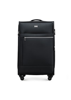 Duża walizka miękka z błyszczącym suwakiem z przodu czarna ze sklepu WITTCHEN w kategorii Walizki - zdjęcie 173720876