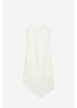 H & M - Satynowa sukienka z koronką - Biały ze sklepu H&M w kategorii Sukienki - zdjęcie 173722146