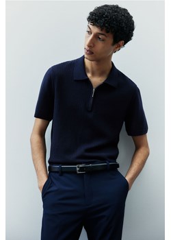 H & M - Top polo z suwakiem Slim Fit - Niebieski ze sklepu H&M w kategorii T-shirty męskie - zdjęcie 173722198