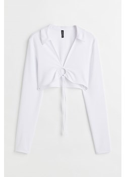 H & M - Krótki top z kołnierzykiem - Biały ze sklepu H&M w kategorii Bluzki damskie - zdjęcie 173722226