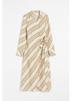 H & M - Kopertowa sukienka z domieszką lnu - Beżowy ze sklepu H&M w kategorii Sukienki - zdjęcie 173722228