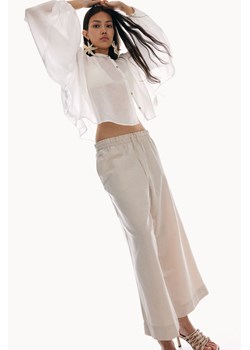 H & M - Spodnie z domieszką lnu - Beżowy ze sklepu H&M w kategorii Spodnie damskie - zdjęcie 173722248