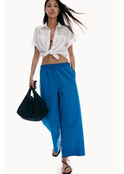 H & M - Spodnie z domieszką lnu - Niebieski ze sklepu H&M w kategorii Spodnie damskie - zdjęcie 173722249