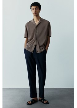 H & M - Dzianinowa koszula z krótkim rękawem Regular Fit - Beżowy ze sklepu H&M w kategorii Koszule męskie - zdjęcie 173722295