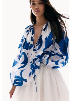 H & M - Bluzka z wiązanym detalem - Biały ze sklepu H&M w kategorii Bluzki damskie - zdjęcie 173722306