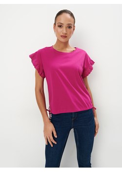 Mohito - Bawełniany różowy t-shirt - mocny różowy ze sklepu Mohito w kategorii Bluzki damskie - zdjęcie 173724816
